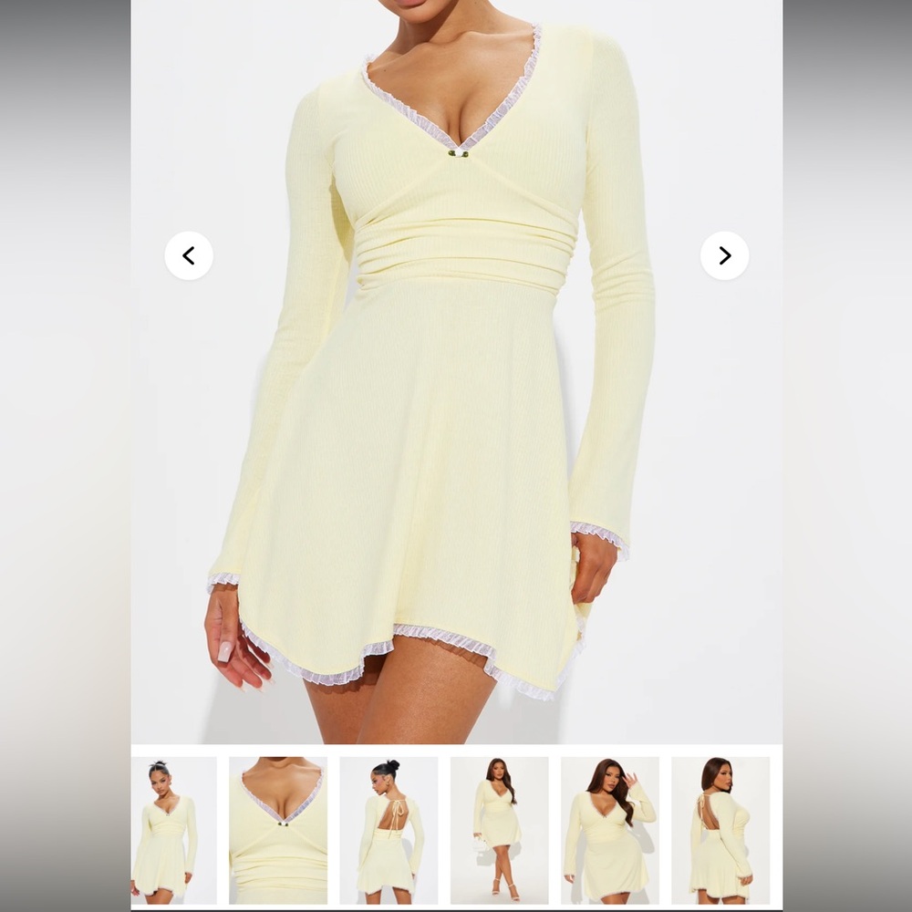 Love Galore Ribbed Mini Dress - Butter Yellow